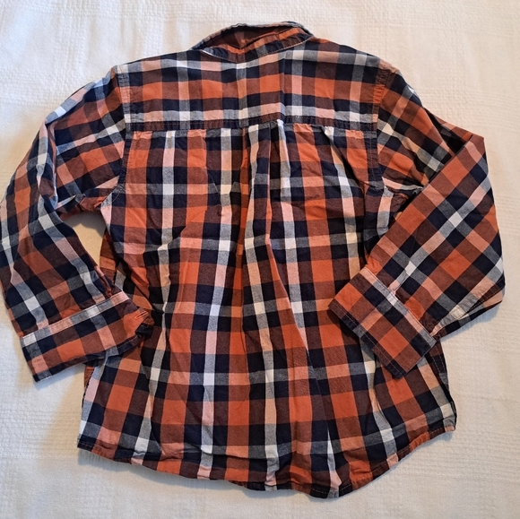Gymboree boys size 4T button up shirt white, blue & orange 1 pocket VGUC - Picture 2 of 5